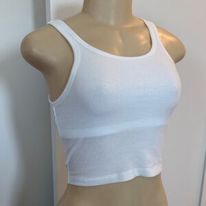 PINK Victoria's Secret White Ribbed Tank Top